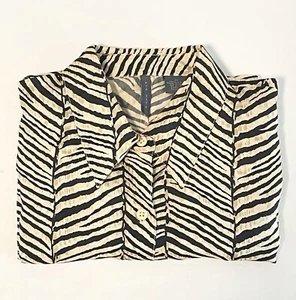 Via Seta 100% Seide Hemd Knopf Bluse Damen M gestreift Animal Print Vintage 80er - Bild 1 von 10