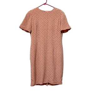 Vintage Talbots 100% Silk Dress Size 10 Short Sleeve Pink Floral Button Back - Picture 1 of 16