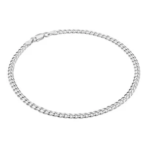 KISPER 925 Sterling Silver Italian 3.5mm Diamond-Cut Curb Chain Anklet Bracelet - Picture 1 of 11