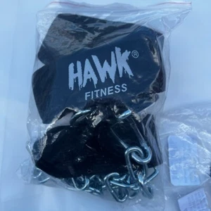 Hawk Fitness Imbracatura Collo con Cinghia Testa Regolabile e Catene Acciaio Nero NUOVO - Foto 1 di 3