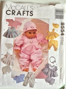 MCCALLS PATTERN 8554 BABY DOLL CLOTHES ACCESSORIES 8-16" DOLLS UNCUT FF - Picture 1 of 2