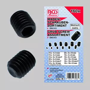BGS Madenschrauben Sortiment Schrauben Gewindestifte M3-M10 nach DIN 913 160 tlg - Bild 1 von 1