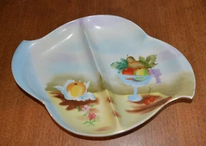 Antique Porcelain Fruit Divided Candy Dish Serving Platter 11" x 8" Hand Painted - Picture 1 of 10