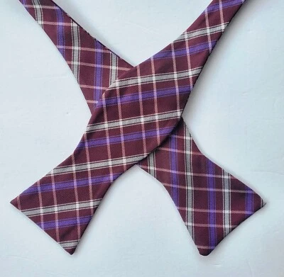 Pajarita a cuadros púrpura a cuadros 100 % ajustable Pen See Foto 1 de 3