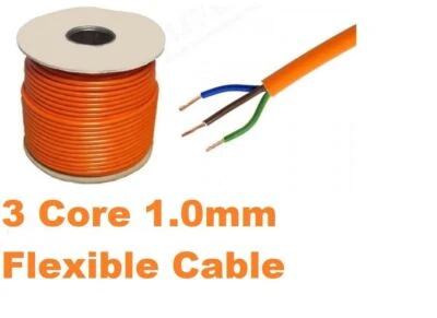VARIOUS Orange 3 Kern Flexibles Flex Netzkabel 1 m - 100 m 1,0 mm 10 AMP 3183Y