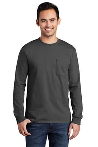 Port & Company Men's Tall Long Sleeve Essential Pocket Tee Top T-Shirt PC61LSPT - Picture 1 of 11