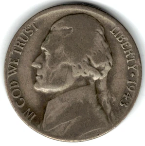 S Jefferson 1943 níquel en muy buen estado (35 % plata) stk E604 - Imagen 1 de 5