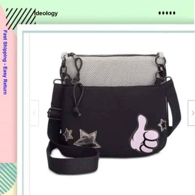 Ideology 4104 Womens Black 2-In-1 Applique Crossbody Handbag Purse Small - Image 1 of 4