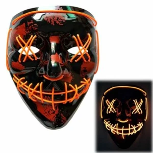 Led Mask Halloween Purge Election Mascara Costume Light Up Mask Glow In Dark 1pc - Picture 1 of 23