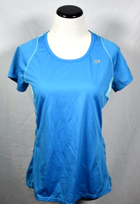 New Balance Women's Size Medium Blue Short Sleeve T Shirt Top NB Dry Running Top • 12€