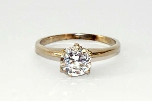 Vintage 14k White Gold Engagement Ring Sz.6.75 w. 1ct. Cubic Zirconia Accent (*) - Picture 1 of 10