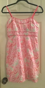 Vineyard Vines Dress Size 4 Pink Geometric Spaghetti Strap Dress - Picture 1 of 4