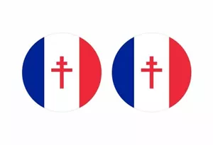 2x Sticker Round Roundel Flag France Free Gaulle - Picture 1 of 1