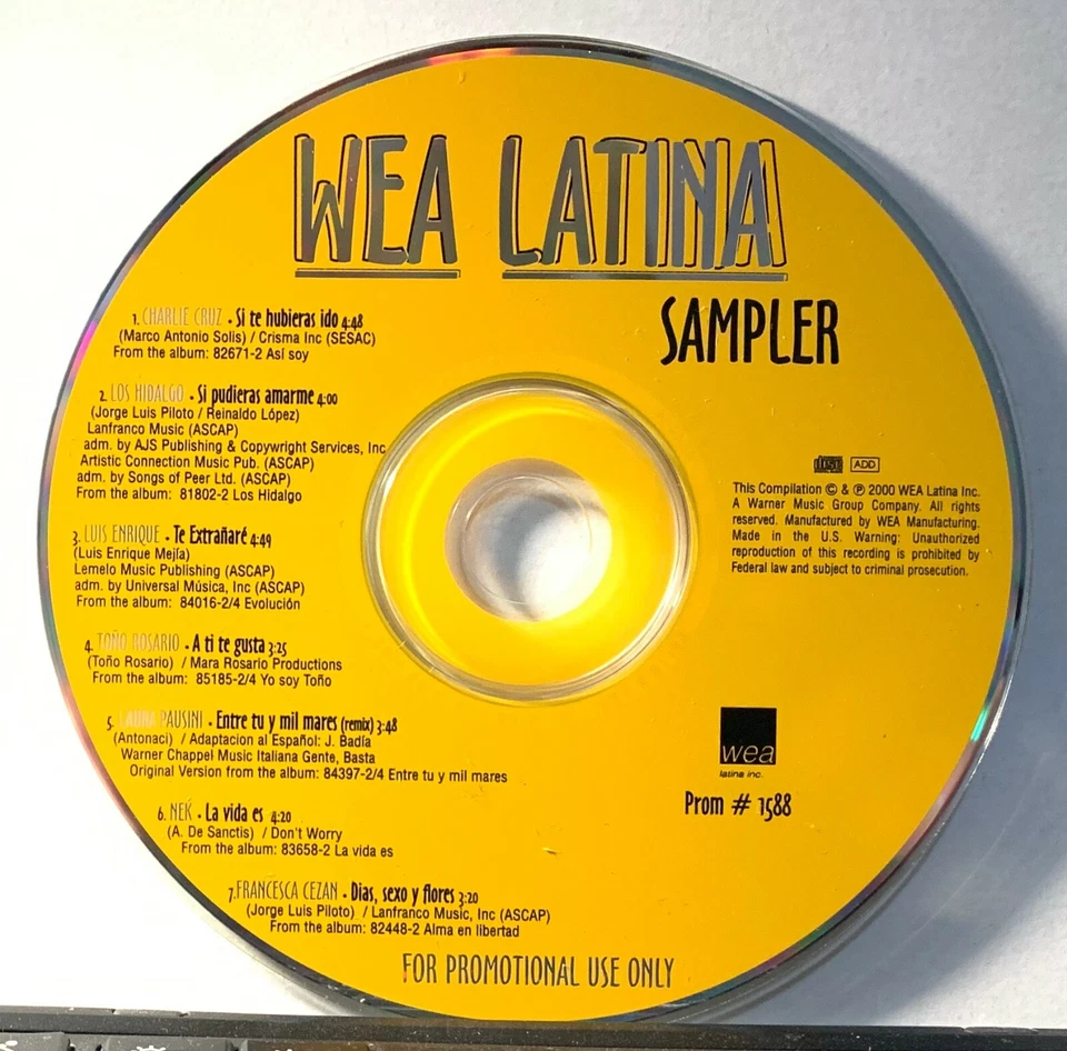 WEA Latina A Sampler-WEA Latina, Inc.- CD PROM #1588 (CD, Compilation, Promo) - Image 1 of 1
