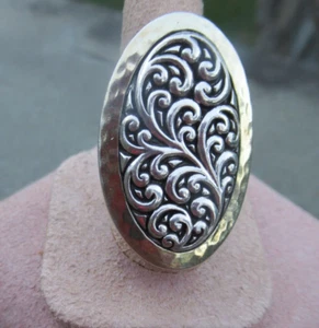 Neu ohne Etikett Lois Hill Sterlingsilber gerollter ovaler Ring/vergoldet Hämmern - Größe 7 - Bild 1 von 12