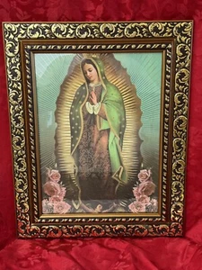 Cuadro De La Virgen De Guadalupe con flores rosas - Picture 1 of 2