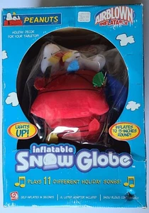 NIB 2006 Gemmy Peanuts Snoopy 15" Inflatable Snow Globe W/ Lights & 11 Songs - Picture 1 of 15
