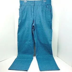 NEW Woman Within Size 14T Blue White Polka Dot Stretch Waist Pants - Picture 1 of 8