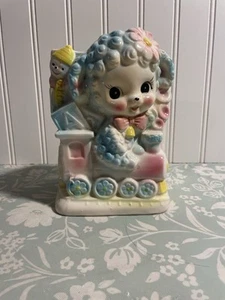 RUBENS Vintage JAPAN Planter Lamb Original Baby Nursery Décor #3193 Pink@Blue - Picture 1 of 7