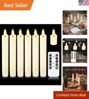 Set of 6 Luminara Flameless Battery Taper Candles Remote Moving Wick 6" - Image 1 of 4