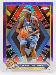 2024 Topps Chrome Basketball Carmelo Anthony Purple Refractor /349 Nuggets #27 - Picture 1 of 2