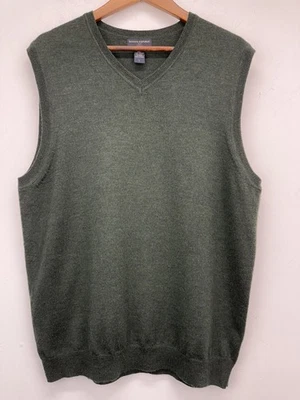 Chaleco Suéter Banana Republic Talla Grande Para Hombre Verde Lana Merino Cuello en V Foto 1 de 4