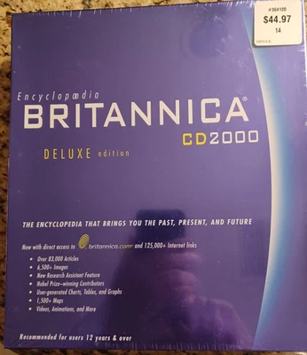 Encyclopedia Britannica CD2000 Deluxe Edition, 2 CD-ROMs, NEW, SEALED. - Image 1 of 3