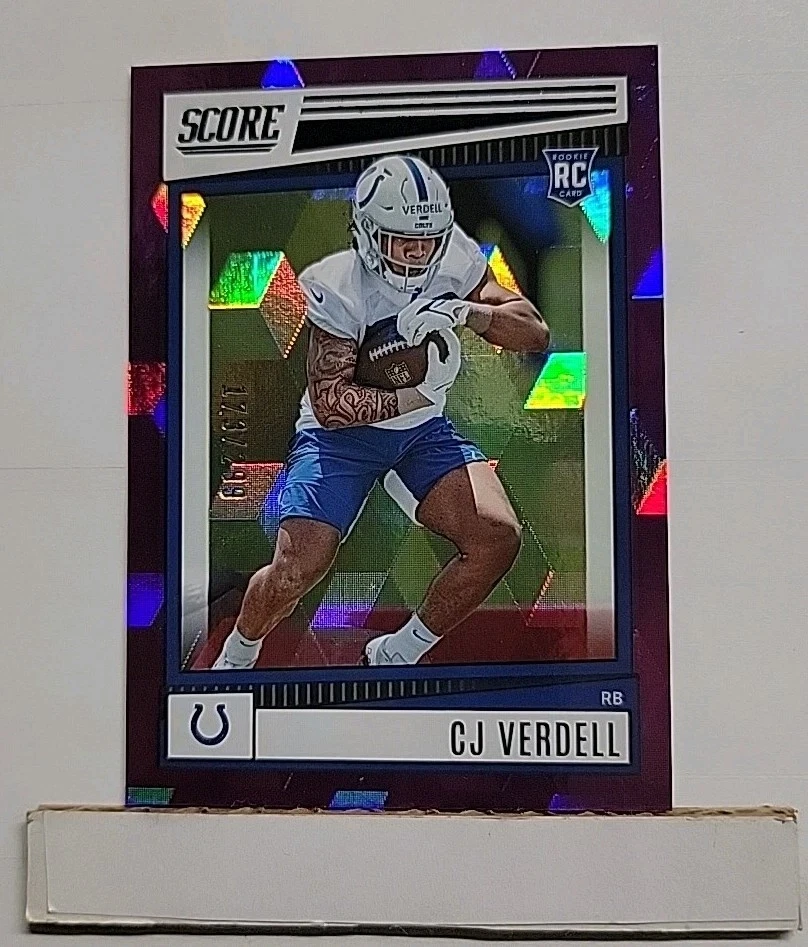 2022 Score CJ Verdell RC #392 Purple Cubic Rookie #'d 173/299 Colts R1 - Image 1 of 1