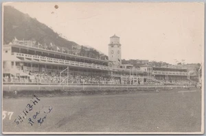 Happy Valley Horse Racecourse Grandstand Clock Tower Hong Kong China 1930s RPPC - Picture 1 of 2