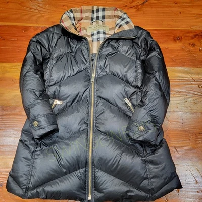 博柏利 Eastwick Chevron Down Puffer 冬季夹克外套女式 L 码黑色 — 第 1/4 张图片
