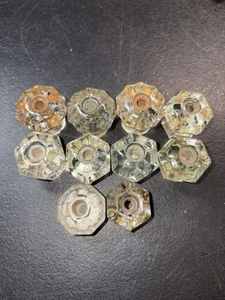 Vintage Clear Glass Cabinet Cupboard Knobs Drawer Pull Hardware - Lot of 10 - Picture 1 of 2