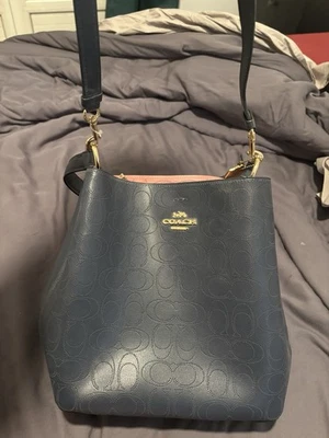 Sac Bandoulière Coach Bleu Intérieur Rose - Photo 1/4