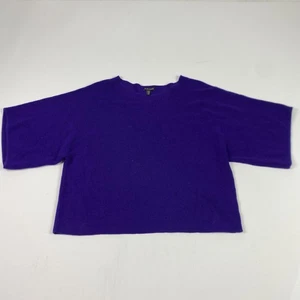 Eileen Fisher maglione donna piccolo viola 100% lana merino boxy manica corta - Foto 1 di 7
