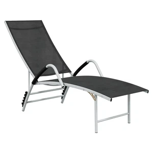 Lettino Prendisole Nero Textilene Alluminio Regolabile (170-193x60,5x96-51cm) - Foto 1 di 10