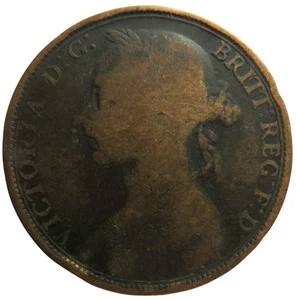 1891 Queen Victoria Bun Head One Penny Coin Great Britain - Picture 1 of 2