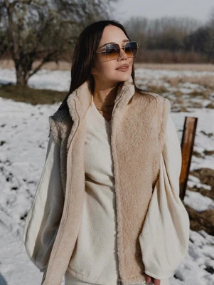 Wollweste MERINO Schurwolle 100% Merinowolle  - beige - Größen S bis XXL - Bild 1 von 4