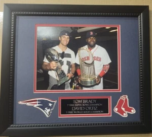 Tom Brady & David Ortiz 8" x 10" Framed Boston Sports Championship Trophy Photo - Picture 1 of 4