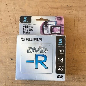 5 Discs Fujifilm DVD-R Camcorder 1.4 GB / 30 Min 4X, For Videos Photos SEALED - Picture 1 of 4