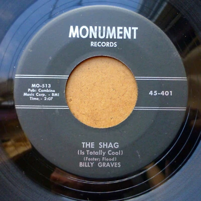 BILLY GRAVES rockabilly 45 SHAG is totally cool / Uncertain VG++ Monument LC 126 - Image 1 of 2