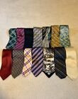 Lot 14 men's ties 100% Silk Wearable Bulk Tie Lots (different name brands)