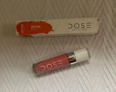 DOSE OF COLORS Stay Glossy Lip Gloss in Happy Hour (Pink Coral) NEW in Box - Image 1 of 4