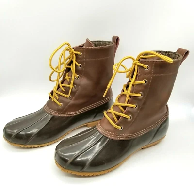 Bass Women  Harlequin F16 Brown Round Toe Mid Calf Lace Up Duck Boots Size 11 - Image 1 of 4