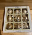 Vintage Noelle Christmas Ornaments Gold Glass In Box(9) 2 5/8?