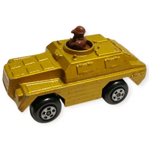 Vintage Matchbox Rolamatics #28 ARMORED CAR GOLD ARMY TANK CAR Diecast Toy 1973 - Picture 1 of 5