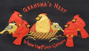 VTG GRANNYCORE SWEATSHIRT XL BLUE GRANDMA'S NEST DOUBLE COLLAR FLEECE Y2K RETRO - Picture 1 of 15