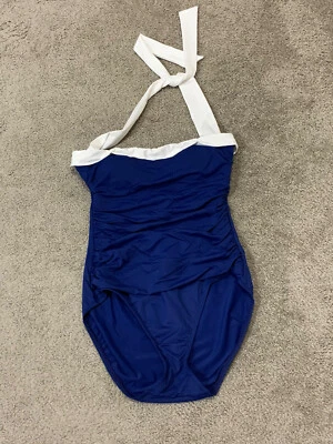 Traje de baño LAUREN Ralph Lauren-Bel Aire halter 1 pieza, talla: 6, azul y blanco Foto 1 de 4
