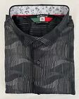D'Accord Shirt Button Down Sz XL Black Wavy Stripe Flip Cuff Long Sl   B50/4