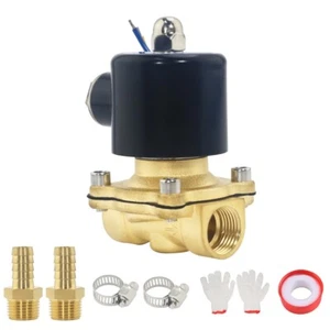 1/2" 12V DC Brass Electric Solenoid Valve Water Air Gas Viton Normally Closed - Picture 1 of 14
