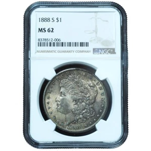 1888-S Morgan Dollar MS62 NGC Key Date! Excellent Original Piece - Picture 1 of 3
