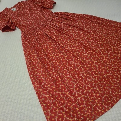 Vestido de té midi floral rojo Laura Ashley de colección Reino Unido 12 EE. UU. 8 cuello cuadrado Cottagecore Foto 1 de 4